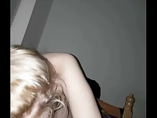 Amateur D. Blonde Gives A Blowjob In The Toilet, Shaved Pussy And Anus Closeups.